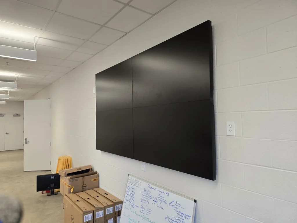 Commercial conference room display installed by WiredOptics for a Brentwood-area collaboration system