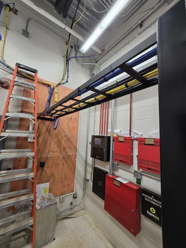 Low-voltage cable tray installed by WiredOptics as an example for Dickson structured cabling projects