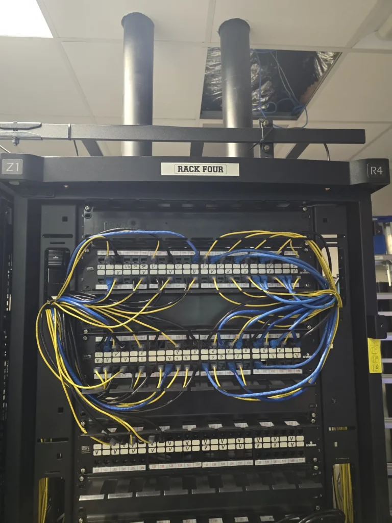 WiredOptics fiber network rack and organized patching for a Franklin Kentucky commercial network
