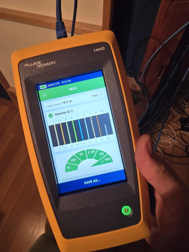 WiredOptics technician equipment certifying fiber links for a Lebanon Tennessee network project example